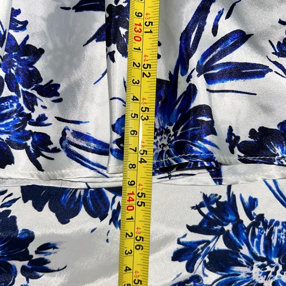 Betsy & Adam silk floral print white and blue dress Size 6 NWT Retail $289 - Picture 10 of 12